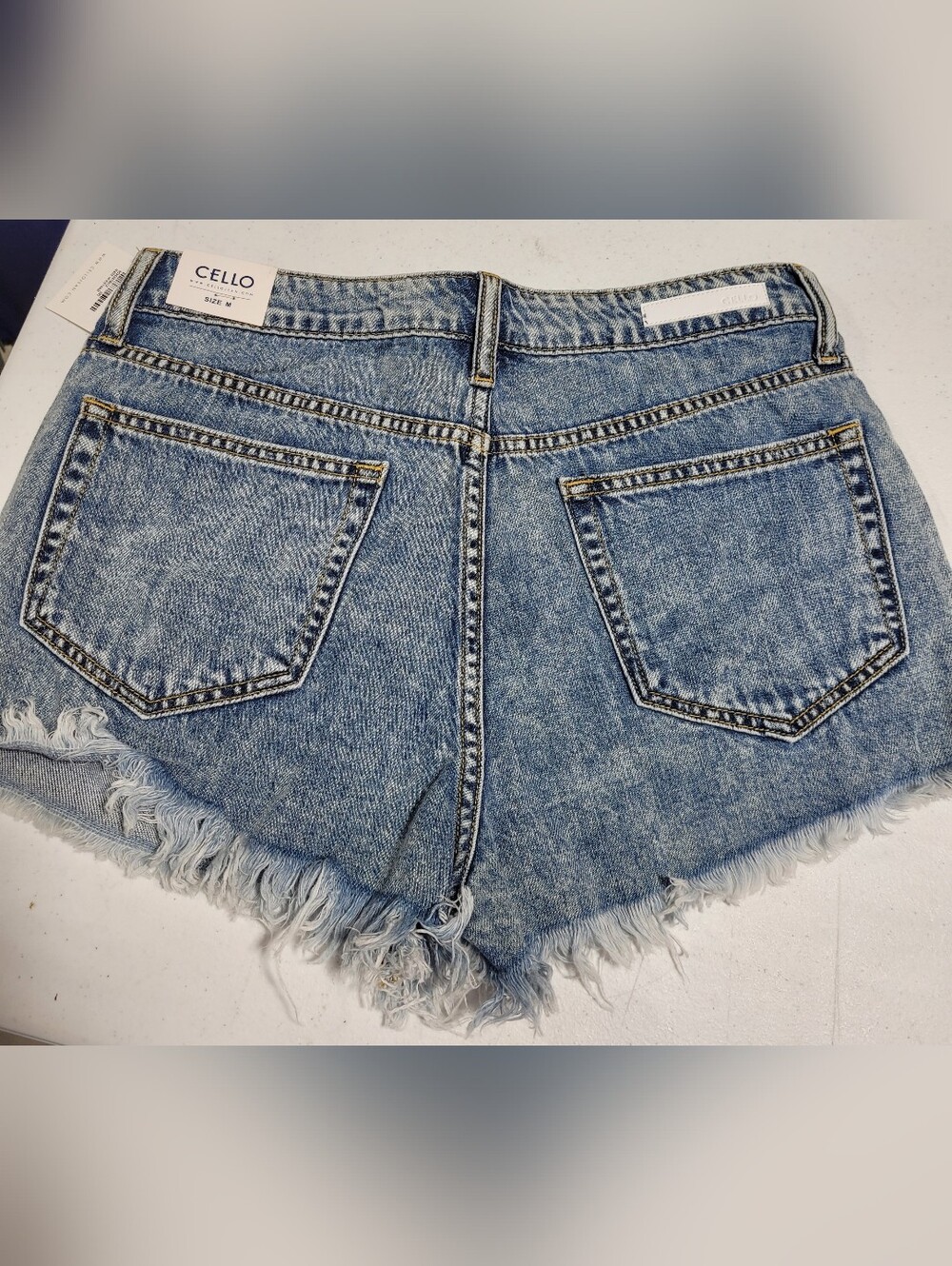 CELLO High-Rise Distressed Denim Shorts - Blue - Picture 4 of 5
